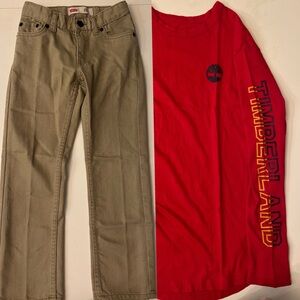 Levi's Beige 511 Slim Jeans, Timberland long sleeve t-shirt ensemble size 7